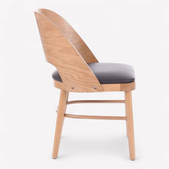 Debra US Wood Restaurant Chair with Upholstered Seat – view 3