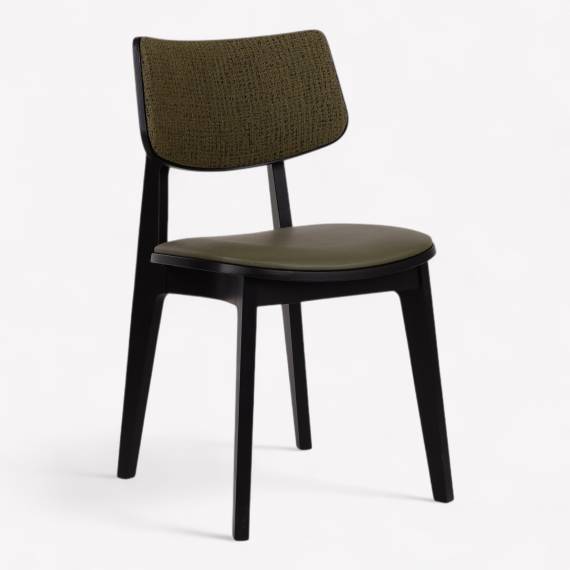 Pelle P Wood Restaurant Chair with Upholstered Seat – view 4 Pelle P Wood Restaurant Chair with Upholstered Seat – view 4