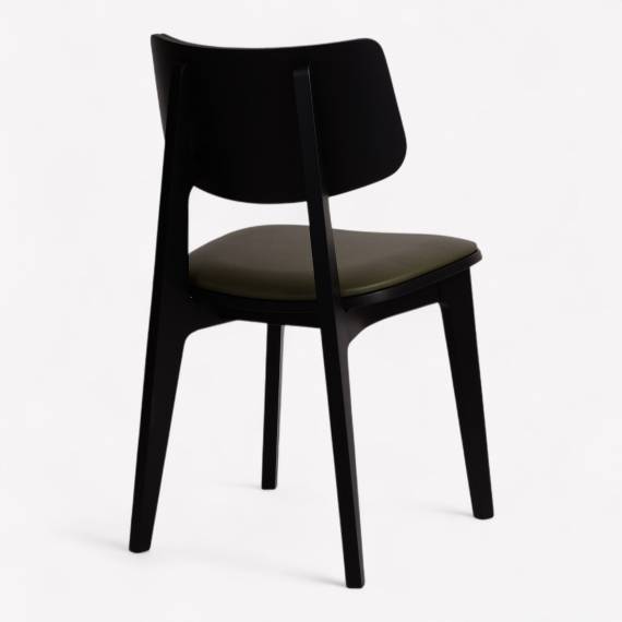 Pelle P Wood Restaurant Chair with Upholstered Seat – view 3 Pelle P Wood Restaurant Chair with Upholstered Seat – view 3
