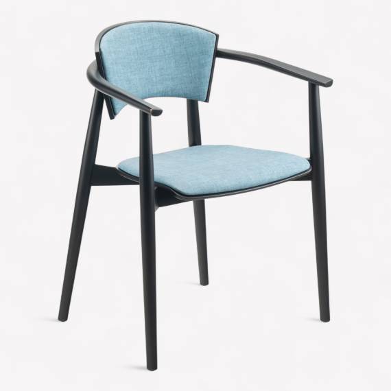 Frank P Wood Restaurant Chair with Upholstered Seat – view 2